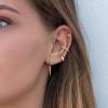 imageS925 Sterling Silver Post Huggie Hoop Earrings 14K Gold Plated Small Dangle Hoop Earrings Hypoallergenic Dainty Cubic Zirconia Ball Spike Evil Eye Snake Bee Moon Star Huggie Hoop Earringsspike