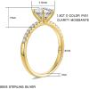 imageTurandoss 15CT Moissanite Rings for Women D Color VVS1 Clarity Brilliant Round Cut Solitaire Lab Created Moissanite Ring Rhodium Plated Solid S925 Sterling Silver 4 Prong Moissanite Engagement Ring18K Yellow Gold