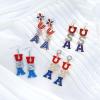 imageTurandoss Independence Day Earrings for Women 4th of July Red White Blue USA Earring Patriotic Earrings for Women Handmade American Flag Earrings Cute USA Earrings Jewelry Gifts