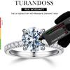 imageTurandoss Moissanite Engagement Rings 2ct Brilliant D Color VVS1 Clarity Lab Created Diamond Ring 14K White Gold Plated Moissanite Rings Moissanite Promise Rings for Her Weddings Rings for Women 7