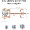 imageTurandoss Stud Earrings Set for Women Men  925 Sterling Silver Post 14K White Yellow Rose Gold Plated Womens Earrings Simulated Diamond Round CZ Earrings Set 58MM 3 Pairs Women Earrings Set