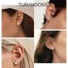 imageTurandoss Stud Earrings Set for Women Men  925 Sterling Silver Post 14K White Yellow Rose Gold Plated Womens Earrings Simulated Diamond Round CZ Earrings Set 58MM 3 Pairs Women Earrings Set