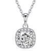 imageDF Color Moissanite Necklaces for Women 1CT DF Color VVS1 Clarity Lab Created Moissanite Wedding Jewelry S925 Sterling Silver Hypoallergenic Moissanite Pendant Necklaces for Women Girls Jewelry GiftHalo Cushion Cut