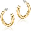 imageHoop Earrings for Women  14K Gold Plated Lightweight Chunky Open Hoops 316L Surgical Stainless Steel Post Thick Hoop Earrings GoldWhite GoldRose Gold Hoop Earrings for Women 202530405060mmGold