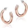 imageHoop Earrings for Women  14K Gold Plated Lightweight Chunky Open Hoops 316L Surgical Stainless Steel Post Thick Hoop Earrings GoldWhite GoldRose Gold Hoop Earrings for Women 202530405060mmRose Gold