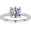 imageTurandoss 15CT Moissanite Rings for Women D Color VVS1 Clarity Brilliant Round Cut Solitaire Lab Created Moissanite Ring Rhodium Plated Solid S925 Sterling Silver 4 Prong Moissanite Engagement Ring18K White Gold