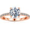 imageTurandoss 15CT Moissanite Rings for Women D Color VVS1 Clarity Brilliant Round Cut Solitaire Lab Created Moissanite Ring Rhodium Plated Solid S925 Sterling Silver 4 Prong Moissanite Engagement Ring18K Rose Gold