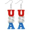 imageTurandoss American Flag Earrings for Women 4th of July Red White Blue USA Earring Patriotic Earrings Handmade Independence Day Memorial Day Dangle Beaded Earrings for Women Jewelry GiftsUSA Independence Day Earrings