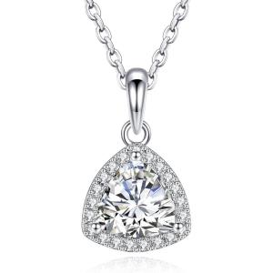 imageDF Color Moissanite Necklaces for Women 1CT DF Color VVS1 Clarity Lab Created Moissanite Wedding Jewelry S925 Sterling Silver Hypoallergenic Moissanite Pendant Necklaces for Women Girls Jewelry GiftHalo Triangle
