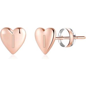 imageHeart Initial Stud Earrings for Girls  S925 Sterling Silver Post 14K Gold Plated Dainty Letter Earrings Hypoallergenic Little Initial Earrings for Women Girls Sensitive Girls EarringsI  Rose Gold
