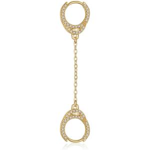 imageS925 Sterling Silver Post Huggie Hoop Earrings 14K Gold Plated Small Dangle Hoop Earrings Hypoallergenic Dainty Cubic Zirconia Ball Spike Evil Eye Snake Bee Moon Star Huggie Hoop Earringscz hand cuff