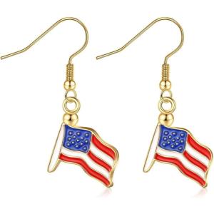 imageTurandoss American Flag Earrings for Women 4th of July Red White Blue USA Earring Patriotic Earrings Handmade Independence Day Memorial Day Dangle Beaded Earrings for Women Jewelry GiftsIndependence Day Earring