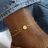 imageTurandoss Gold Initial Ankle Bracelets for Women  Dainty 14K Gold Filled Layered Letter Initial Ankle Bracelets Personalized 26 Alphabet Disc Monogram Ankle Bracelets for Women Beach Jewelry GiftsM