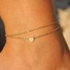 imageTurandoss Heart Initial Ankle Bracelets for Women 14K Gold Filled Handmade Dainty Layered Anklet Letter Initial Heart Ankle Bracelets for Women Beach Jewelry GiftsZ