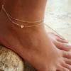 imageTurandoss Heart Initial Ankle Bracelets for Women 14K Gold Filled Handmade Dainty Layered Anklet Letter Initial Heart Ankle Bracelets for Women Beach Jewelry GiftsJ