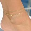 imageTurandoss Heart Initial Ankle Bracelets for Women 14K Gold Filled Handmade Dainty Layered Anklet Letter Initial Heart Ankle Bracelets for Women Beach Jewelry GiftsH