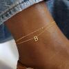 imageTurandoss Initial Ankle Bracelets for Women Trendy  14K Gold Plated Layered Bead Chain Ankle Bracelet Initial Ankle Bracelets Dainty Gold Initial Ankle Bracelets for Women Jewelry Gifts WaterproofB