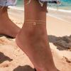 imageTurandoss Initial Ankle Bracelets for Women Trendy  14K Gold Plated Layered Bead Chain Ankle Bracelet Initial Ankle Bracelets Dainty Gold Initial Ankle Bracelets for Women Jewelry Gifts WaterproofL
