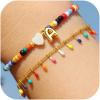 imageTurandoss Colorful Beaded Bubble Letter Bracelets for Girls Gifts  Gold Initial AZ Bracelets for Teen Girl Women Gold Charm Bracelet Jewelry for Teen Girls WomenA