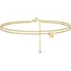 imageTurandoss Heart Initial Ankle Bracelets for Women 14K Gold Filled Handmade Dainty Layered Anklet Letter Initial Heart Ankle Bracelets for Women Beach Jewelry GiftsZ