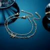 imageDainty Gold Bracelets for Women 14K Gold Filled Adjustable Layered Bracelet Cute Evil Eye Oval Chain Pearl Bar Turtle Gold Bracelets for Women JewelryChainButterfly