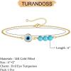 imageDainty Gold Bracelets for Women 14K Gold Filled Adjustable Layered Bracelet Cute Evil Eye Oval Chain Pearl Bar Turtle Gold Bracelets for Women JewelryEvil Eye