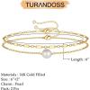 imageDainty Gold Bracelets for Women 14K Gold Filled Adjustable Layered Bracelet Cute Evil Eye Oval Chain Pearl Bar Turtle Gold Bracelets for Women JewelryPearlChain
