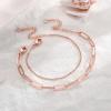 imageDainty Gold Bracelets for Women 14K Gold Filled Adjustable Layered Bracelet Cute Evil Eye Oval Chain Pearl Bar Turtle Gold Bracelets for Women JewelryBeads ChainOval chainRose Gold