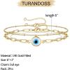 imageDainty Gold Bracelets for Women 14K Gold Filled Adjustable Layered Bracelet Cute Evil Eye Oval Chain Pearl Bar Turtle Gold Bracelets for Women JewelryChainEvil Eye