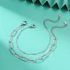 imageDainty Gold Bracelets for Women 14K Gold Filled Adjustable Layered Bracelet Cute Evil Eye Oval Chain Pearl Bar Turtle Gold Bracelets for Women JewelryBeads ChainOval chainSilver