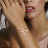 imageDainty Gold Bracelets for Women 14K Gold Filled Adjustable Layered Bracelet Cute Evil Eye Oval Chain Pearl Bar Turtle Gold Bracelets for Women JewelryPearlBarTwo Cirlcles