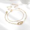 imageDainty Gold Bracelets for Women 14K Gold Filled Adjustable Layered Bracelet Cute Evil Eye Oval Chain Pearl Bar Turtle Gold Bracelets for Women JewelryBeads ChainOval Screw Clasp