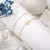 imageDainty Gold Bracelets for Women 14K Gold Filled Adjustable Layered Bracelet Cute Evil Eye Oval Chain Pearl Bar Turtle Gold Bracelets for Women JewelryBeads ChainHammered Disc