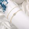 imageDainty Gold Bracelets for Women 14K Gold Filled Adjustable Layered Bracelet Cute Evil Eye Oval Chain Pearl Bar Turtle Gold Bracelets for Women JewelryBeads ChainEvil Eye