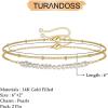 imageDainty Gold Bracelets for Women 14K Gold Filled Adjustable Layered Bracelet Cute Evil Eye Oval Chain Pearl Bar Turtle Gold Bracelets for Women JewelryPearlsBeads Chain