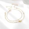 imageDainty Gold Bracelets for Women 14K Gold Filled Adjustable Layered Bracelet Cute Evil Eye Oval Chain Pearl Bar Turtle Gold Bracelets for Women JewelryChainButterfly