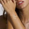 imageDainty Gold Bracelets for Women 14K Gold Filled Adjustable Layered Bracelet Cute Evil Eye Oval Chain Pearl Bar Turtle Gold Bracelets for Women JewelryPearlBarTwo Cirlcles
