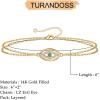 imageDainty Gold Bracelets for Women 14K Gold Filled Adjustable Layered Bracelet Cute Evil Eye Oval Chain Pearl Bar Turtle Gold Bracelets for Women JewelryCZ Evil Eye