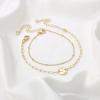 imageDainty Gold Bracelets for Women 14K Gold Filled Adjustable Layered Bracelet Cute Evil Eye Oval Chain Pearl Bar Turtle Gold Bracelets for Women JewelryBeads ChainHammered Disc
