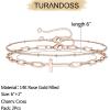 imageDainty Gold Bracelets for Women 14K Gold Filled Adjustable Layered Bracelet Cute Evil Eye Oval Chain Pearl Bar Turtle Gold Bracelets for Women JewelryBeads ChainCrossRose