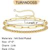 imageDainty Gold Bracelets for Women 14K Gold Filled Adjustable Layered Bracelet Cute Evil Eye Oval Chain Pearl Bar Turtle Gold Bracelets for Women JewelryPearl Beads Chain