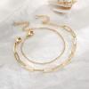 imageDainty Gold Bracelets for Women 14K Gold Filled Adjustable Layered Bracelet Cute Evil Eye Oval Chain Pearl Bar Turtle Gold Bracelets for Women JewelryBeads ChainOval chain