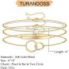 imageDainty Gold Bracelets for Women 14K Gold Filled Adjustable Layered Bracelet Cute Evil Eye Oval Chain Pearl Bar Turtle Gold Bracelets for Women JewelryPearlBarTwo Cirlcles