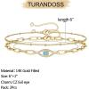 imageDainty Gold Bracelets for Women 14K Gold Filled Adjustable Layered Bracelet Cute Evil Eye Oval Chain Pearl Bar Turtle Gold Bracelets for Women JewelryBeads ChainEvil Eye