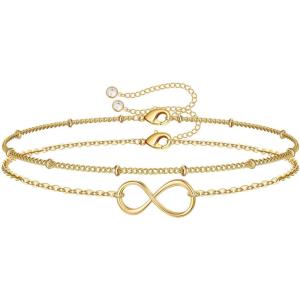 imageDainty Gold Bracelets for Women 14K Gold Filled Adjustable Layered Bracelet Cute Evil Eye Oval Chain Pearl Bar Turtle Gold Bracelets for Women JewelryInfinityBeads Chain