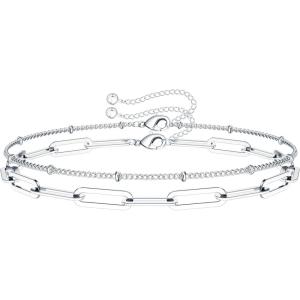 imageDainty Gold Bracelets for Women 14K Gold Filled Adjustable Layered Bracelet Cute Evil Eye Oval Chain Pearl Bar Turtle Gold Bracelets for Women JewelryBeads ChainOval chainS925 Sterling Silver Over