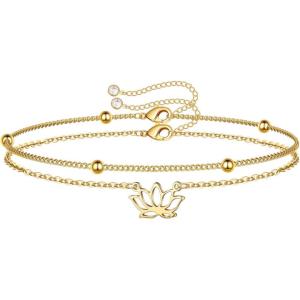 imageDainty Gold Bracelets for Women 14K Gold Filled Adjustable Layered Bracelet Cute Evil Eye Oval Chain Pearl Bar Turtle Gold Bracelets for Women JewelryLotusBeads Chain