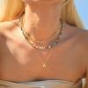 imageTurandoss Initial Necklaces for Women  Dainty 18K Real Gold Plated Bubble Letter AZ Necklace Jewelry Gifts for Teen Girls WomenA