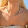 imageTurandoss Initial Necklaces for Women  Dainty 18K Real Gold Plated Bubble Letter AZ Necklace Jewelry Gifts for Teen Girls WomenJ