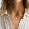 imageTurandoss Layered Initial Necklaces for Women 18K Real Gold Plated Dainty Turquoise Pendant Necklace Tiny Letter AZ Personalized Disc Choker Layered Initial Necklace for Women Jewelry Gifts TrendyI